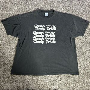 Vintage Cheap Trick Shirt Men 2XL Black White 90s Band Tee Concert Rare Spellout